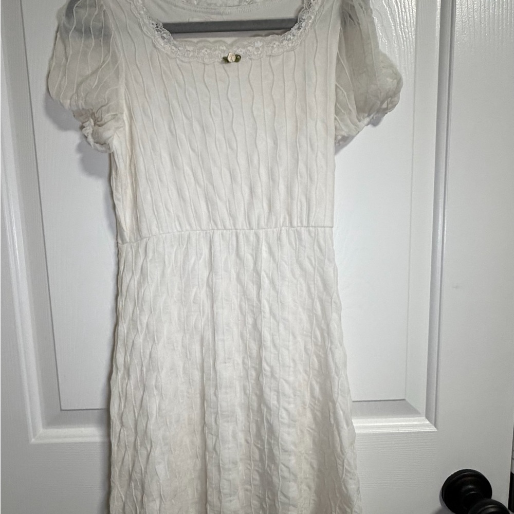 Popular 21 Girls Ivory Lace Trim Dress, Size S (7/8)